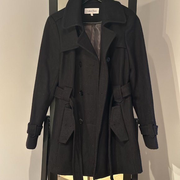 Calvin Klein - Women’s Gray Wool Pea Coat - Picture 5 of 7